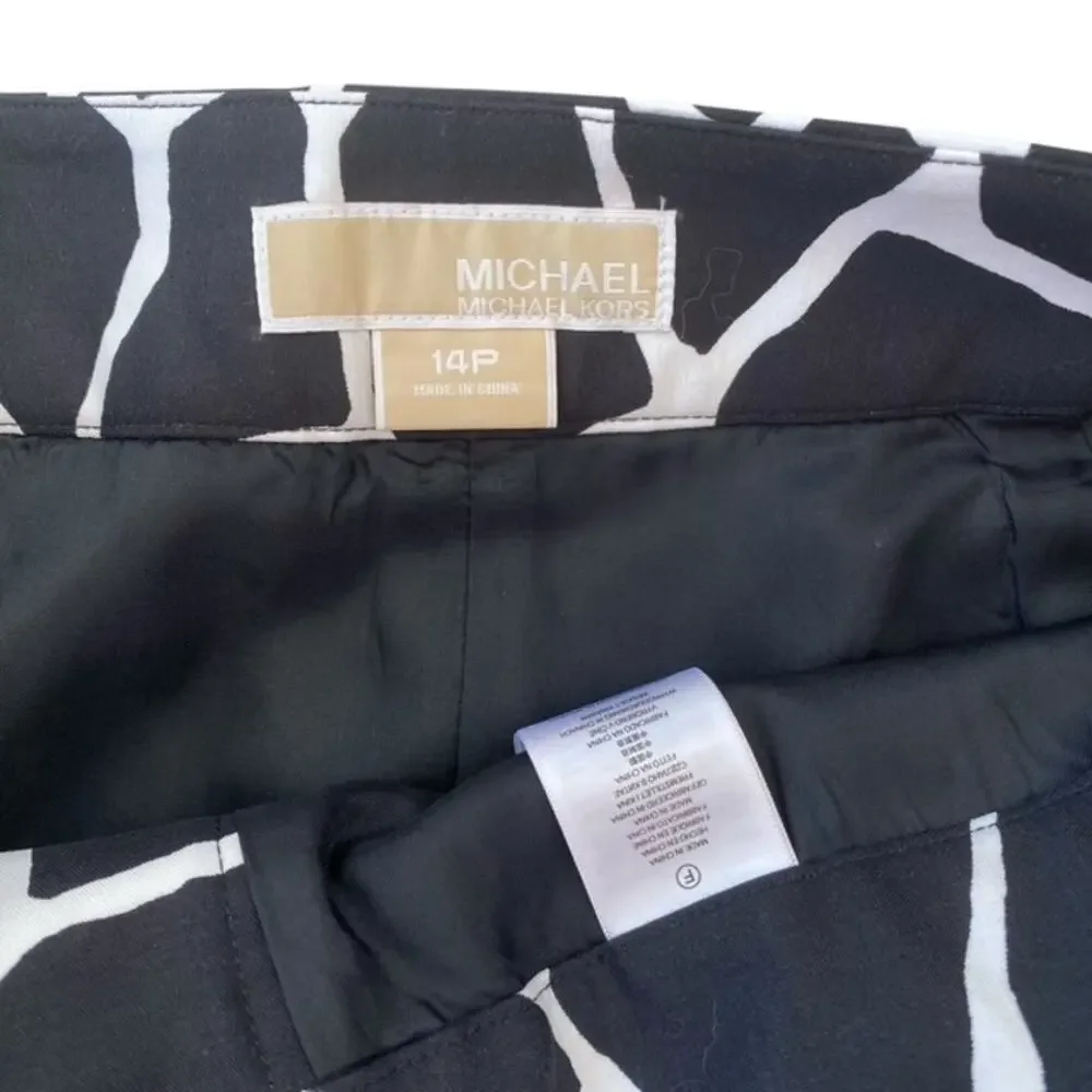 Michael Kors Black and White Animal Print Pencil Skirt - Size 14P